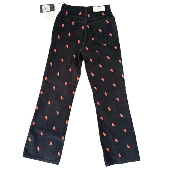 NWT Re/Done 70's Loose Flare Women's Size 23 Black Rust Paisley Corduroy $450 - Picture 3 of 15